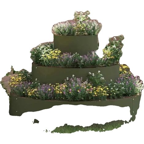 Fioriera da giardino, robusta in metallo, versatile design quadrato, colore oliva (1/2)