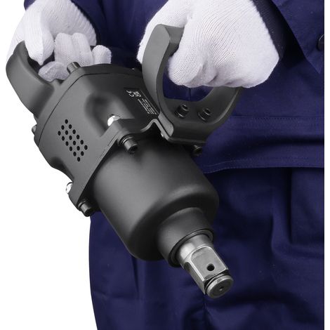 Clé à choc pneumatique 2,5 cm, couple inversé jusqu'à 3698,45 N·m, pistolet léger avec 2 poignées pour réparations lourdes. (1/5)