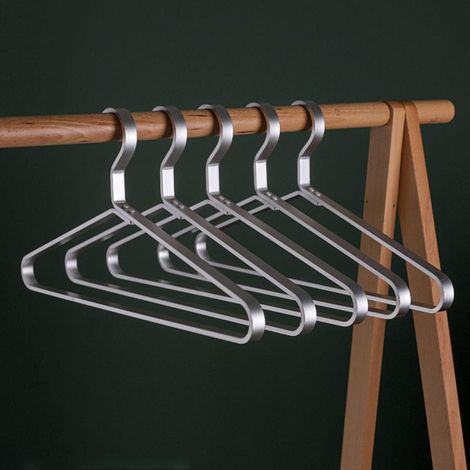 Ensemble de 6 cintres en alliage d'aluminium argent mat, 45 cm (17,7 pouces), support métallique lisse et durable pour vêtements (1/5)
