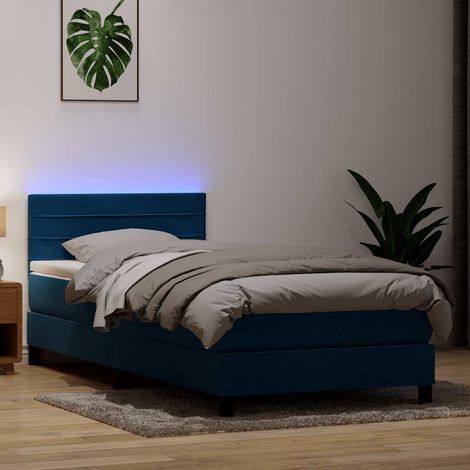 Giroletto a Molle con Materasso Blu Scuro 80x220 cm Velluto vidaXL (1/5)