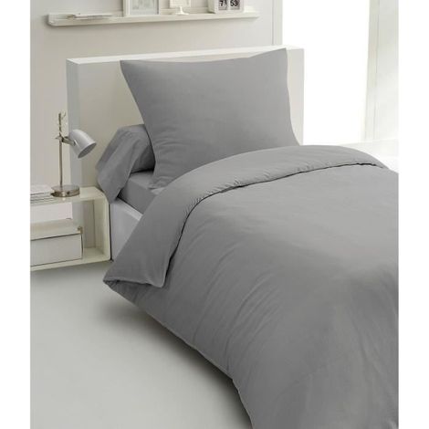 2-piece duvet set - HOME LINGE PASSION - HP72080 - 82 g microfibre - 140 x 200 cm - Light gray (1/2)