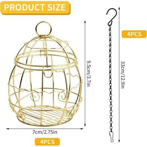 4 Mangeoires à Oiseaux Sauvages Suspendues en Métal Boule pour Jardin Extérieur (1/3)