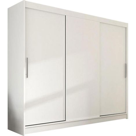 Armario Closico 118, Blanco, 215x250x58cm, Puertas de armario: Correderas, Número de estantes: 9