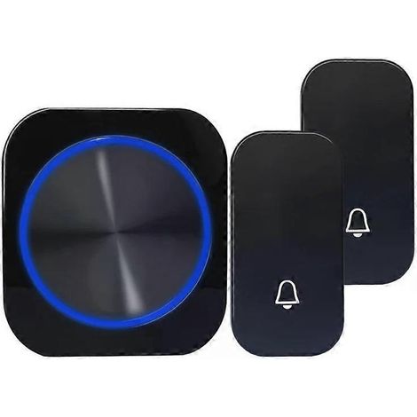 Online Store - Sonnette de porte sans fil étanche, autonome et avec veilleuse intégrée. Portée de 150 m. Télécommande avec prise UE. Maison connectée. 1 à 2 boutons, 1 à 2 récepteurs. Dimensions : 10, (1/5)