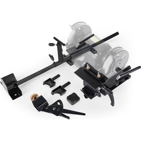 Gabarit d'Affûtage Multi-meulage pour Meuleuse d'Établi 152 mm 203 mm, avec Plateforme, Glissière d'Onglet, Barre de Support Outils, Bloc de Réglage, pour Ciseaux et Outils de Tournage sur Bois (1/5)
