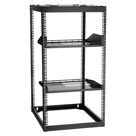 Rack de Red Abierto de 20U, 585 mm de Profundidad, Rack de Servidores de Pared o de Suelo, Resistente 4 Postes, con Estantes Ventilados y Herrajes de Montaje, para Todo Equipo de Red/IT/AV (1/5)