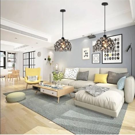 kawoo 2pcs Lampe Suspension Vintage,Lustre en Cristal Industrielle Plafonnier Abat-jour Métal Retro Noir pour Salon Chambre (1/4)
