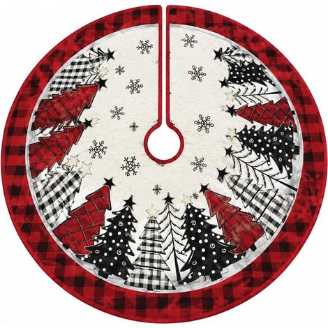 Jupe et pied de sapin de Noël, motif floral, 120 cm, tissu ultra doux, collection de décorations de Noël 90 cm - Motif floral (1/5)
