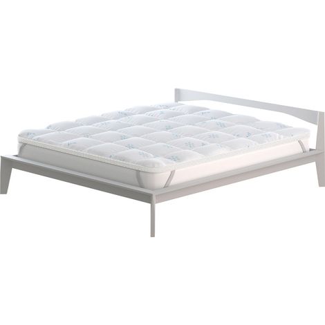 Topper Double Face Matrimoniale Trapuntato 300 gr/mq con Elastici Ice Refrigerante Bianco (1/5)