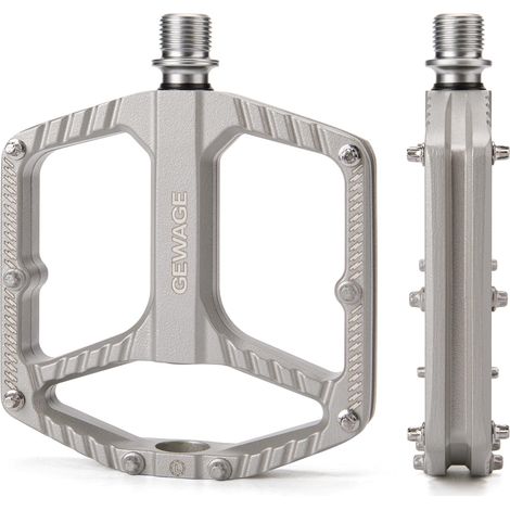 Pédales de vélo MTB, pédales plates en aluminium moulé sous pression avec axe en acier Cr-Mo, 16 broches interchangeables, douille DU + roulement scellé, pédales antidérapantes pour VTT, gravel (1/5)