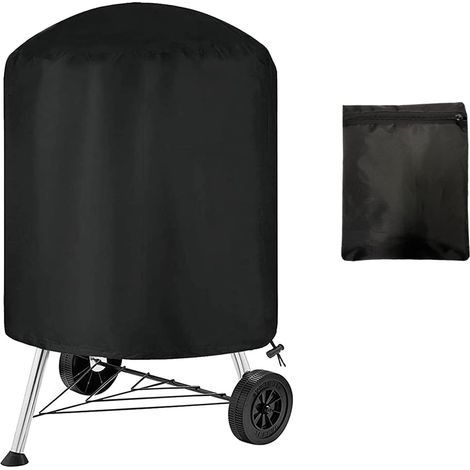 Housse Barbecue Rond, Tissu Oxford 210D Barbecue Grill Imperméable, Housse Barbecue Bâche de Protection BBQ Couverture de Gril Anti-UV/Anti-l'eau/Anti-l'Humidité (58 × 77CM) (1/5)