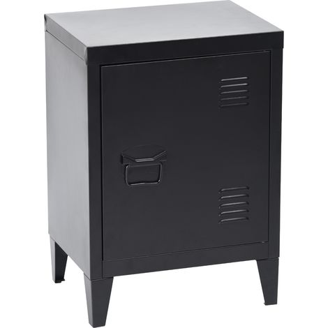 FurnitureR Büro-Aufbewahrungsschrank, kleiner Aktenschrank, Metallschrank mit flächenbündigen Türen, 2 Fächer, Schwarz (1/5)