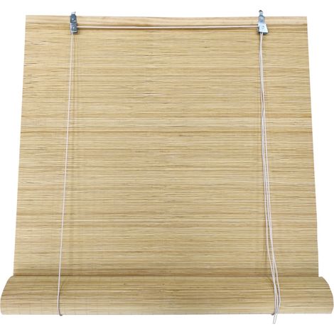 Estor Enrollable 150X200CM Compuesto 100% Caña De Bambú Reforzado Cortina Para Ventana o Puerta Persiana Madera Beige