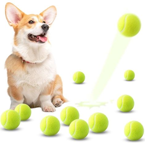 Paquete de 10 pelotas de tenis de goma resistentes para perros (5 cm)