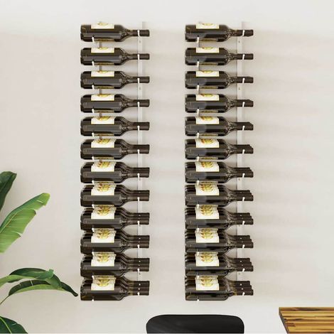 vidaXL Botellero de pared para 36 botellas 2 unidades hierro blanco (1/5)