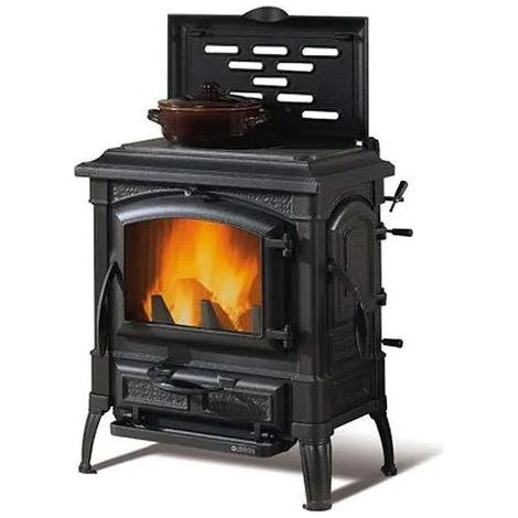 La Nordica stufa a legna in ghisa Isetta CC 5.0, 8,2 kW, 235 m³, classe A+, antracite, piastra con cerchi