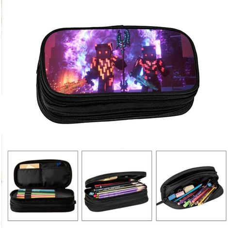 Trousse Minecraft, trousse pour écoliers et enfants, grande capacité, sac à fournitures scolaires, vente en gros, double compartiment élastique, portable. D