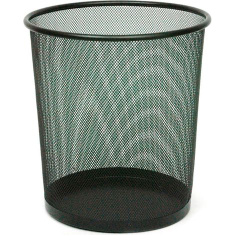 Corbeille à papier ronde, conique et perforée en métal 19 litres, H x Ø 34,5 x 29,5 à 24 cm Noire