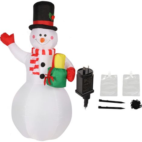 Bonhomme de neige gonflable de 1,5 m de haut, décoration de Noël avec LED colorées rotatives pour jardin. (1/5)