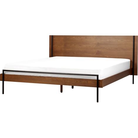 Bed LIBERMONT 180 x 200 cm (EU Super King) Dark Ash Wood