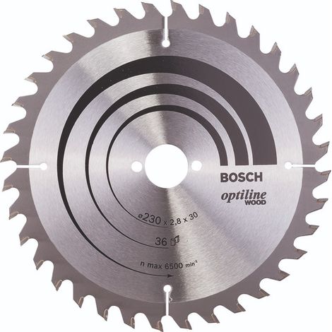 BOSCH DISCO SIERRA OPTILINE MADERA130 X 2.4 X 20/16D: 20WZ Diámetro disco x eje (mm) 230x30 Número de dientes 36