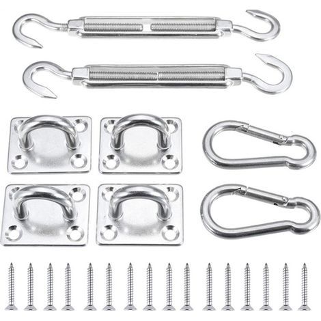 Kit de fixation pour voile d'ombrage extérieur, accessoires en acier inoxydable résistant, installation robuste pour store solaire (1/5)