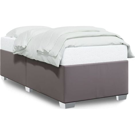 Cadre de lit en similicuir gris (matelas non inclus), 80 x 200 cm (1/5)
