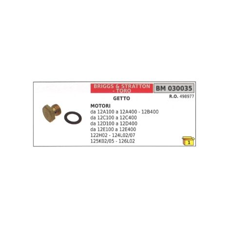BRIGGS&STRATTON carburateur jet 12A100 à 12A400 - 12B400 - 125K02/05 498977
