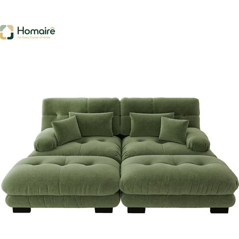 Canapé modulable en chenille vert avec accoudoirs 220 x 145 x 81 cm HOMAIRE (1/5)