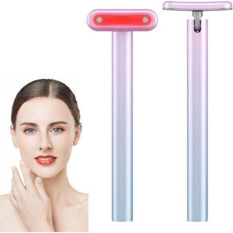 QORVA-Masseur facial 4 en 1, baguette de luminothérapie rouge pour le visage et le cou, appareil anti-âge facial à microcourant EMS, masseur oculaire portable pour lifter et raffermir la peau, outil d (1/4)