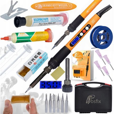 Set di Saldatura 10 in 1 Rosfix Orange Rottweiler – Stazione Saldante 60W con Display, 6 Punte, Flussante RMA-223, NC-559-ASM, Pasta ZJ-18, Valigetta (1/5)