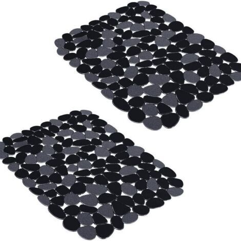 royaluxe-Lot de 2 tapis égouttoir de protection pour cuisine et salle de bain - En acier inoxydable - Pratique - En PVC - Pour la cuisine et le bassin - Noir (1/5)