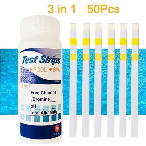 3 in 1 Swimming Pool Test Paper, pH Test Paper, Residual Chlorine Test Paper, 50 Pack Water Quality Test Papers