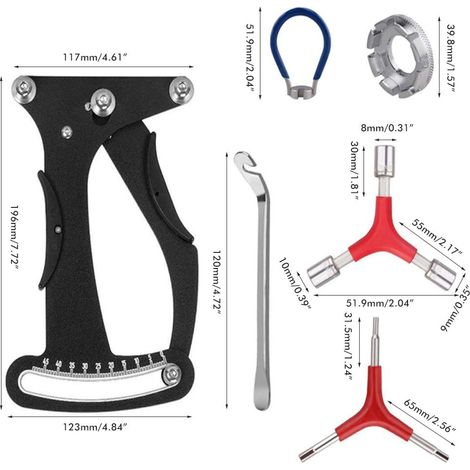Jeu de 8 pièces Tensiomètre pour Rayons de Vélo, Outil d'Étalonnage en Alliage d'Aluminium, Kit de Réglage de Jante pour VTT (1/5)
