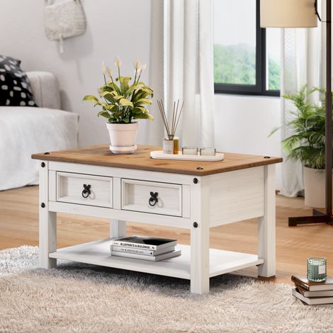 Corona White 2 Drawer Coffee Table (1/2)