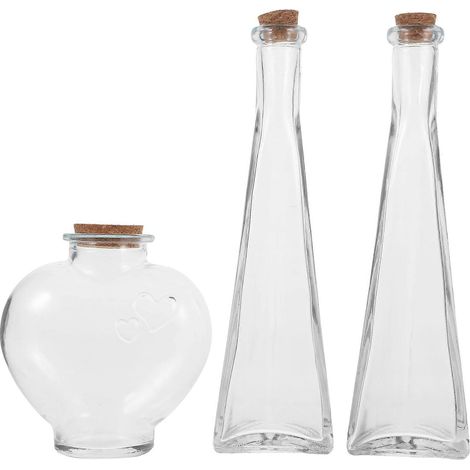 Ensemble de 3 bocaux en verre transparents en forme de sablier pour mariage (3 pièces) (1/5)