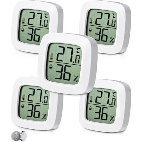 Thermomètre hygromètre numérique 5 pièces – Plage de mesure -20°C à 60°C – Précision ±1°C – Grand écran LCD pour intérieur (1/5)