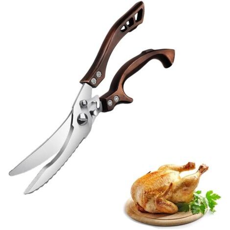 Ciseaux de Cuisine Professionnels en Acier Inoxydable - à Volaille, Viande, os, Bord Dentelé - Avec Boîte Cadeau pour Poulet, Légumes, Poisson, Turquie (1/4)