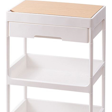 Rollwagen mit großem Fassungsvermögen, umweltfreundlich, aus robustem PP/MDF, platzsparend, ideal für Kosmetikstudios und Studentenwohnheime. 3-stöckig, mit Abdeckung und Rollen. (1/5)