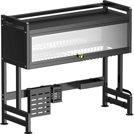 Étagère de séchage 2 niveaux pour évier, support multifonction pour vaisselle, égouttoir de cuisine L 86 cm (1/5)