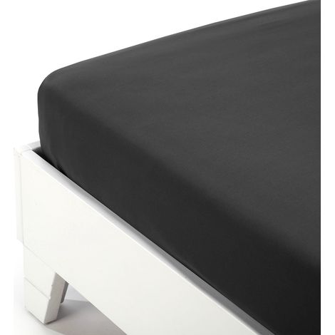 Caleffi 51259 Cotone Tinta Unita Inferiore Lenzuolo per Piazza e Mezza Letto, Nero (1/2)