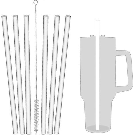 Kryc Strohhalm-Ersatz, 40 oz (ca. 1,2 l) für Stanley Adventure Reisebecher, 6er-Pack wiederverwendbare Strohhalme aus Kunststoff mit Reinigungsbürste, kompatibel mit Stanley 4 (1/5)