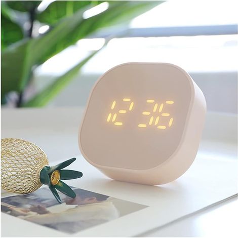 1 réveil multifonction à LED, petit réveil électronique silencieux (rose) (1/4)