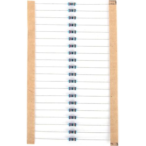 Lot de 600 résistances à film métallique 1/4 W 1 %, 10 Ω à 1 MΩ, 30 valeurs assorties (20 résistances par lot). (1/5)