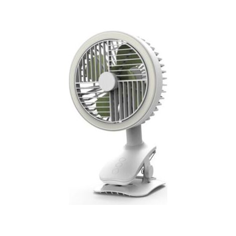 BUNTHAUS Ventilateur à pince USB avec ventilateur à tête secouante légère chargeant le mini ventilateur de la poussette de dortoir de bureau (glace et neige blanche) (1/3)