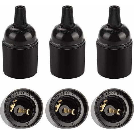 Vintage schwarze E27-Fassung, Retro-Edison-Pendelleuchte, Lampenfassung aus massivem Bakelit, ideal für Dekoration, Industrie- und DIY-Projekte, 6er-Set