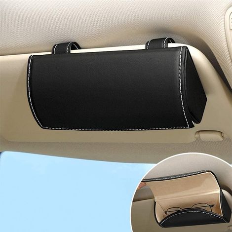 Sonnenbrillenhalter für die Sonnenblende im Auto, Brillen-Organizer-Box, Zubehör für die Sonnenblende, Brillenetui für Damen und Herren, Schwarz, Einheitsgröße (1/5)