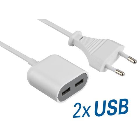 [GEBRAUCHT] Usb-Ladeadapter Kabel 2,4a 2,4a gemeinsamer Ausgang, 1,5 m Kabel, weiß, ideal für unterwegs (1/4)