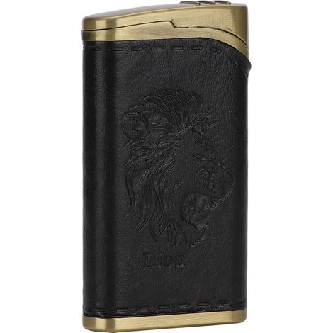 Briquet électrique double arc sans flamme, résistant au vent, avec tête de lion noire, pour collectionneur, rechargeable USB, allume-cigarette élégant. (1/5)