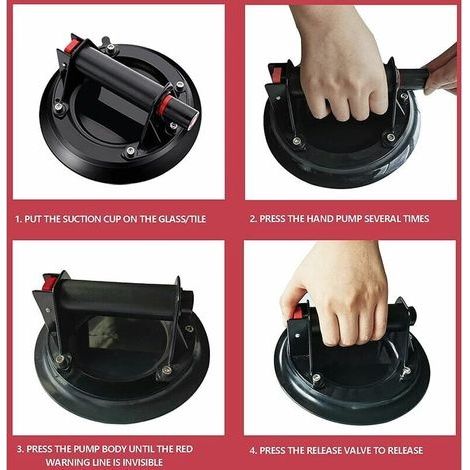 Saugnapf – Tragfähigkeit bis zu 110 kg Professioneller Saugnapf Vakuum-Saugnapf für Glas zum Transport von Glas, Fliesen und Platten (1 Stück) (1/4)